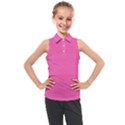 Hot Hollywood Pink Color Kids  Sleeveless Polo Tee View1