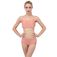 True Peach Color Layered Top Bikini Set