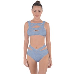 Faded Denim Blue Texture Bandaged Up Bikini Set 