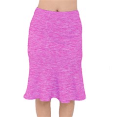 Neon Pink Color Texture Short Mermaid Skirt