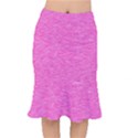 Neon Pink Color Texture Short Mermaid Skirt View1