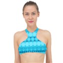 Boho Aqua Blue High Neck Bikini Top View1