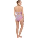 Turquoise and Pink Striped Scallop Top Cut Out Swimsuit View2