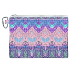 Boho Patchwork Violet Pink Green Canvas Cosmetic Bag (xl) by SpinnyChairDesigns