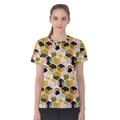 Hexagon Tropical Pattern Women s Cotton Tee