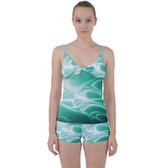 Biscay Green Glow Tie Front Two Piece Tankini by SpinnyChairDesigns