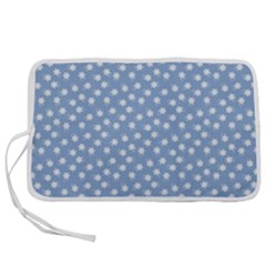 Faded Blue White Floral Print Pen Storage Case (s) by SpinnyChairDesigns
