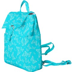Aqua Blue Butterfly Print Buckle Everyday Backpack