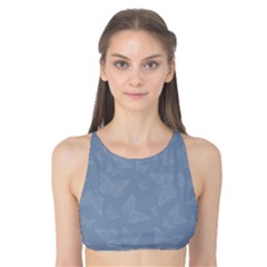 Faded Blue Butterfly Print Tank Bikini Top
