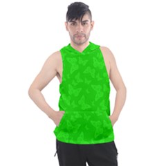 Chartreuse Green Butterfly Print Men s Sleeveless Hoodie by SpinnyChairDesigns