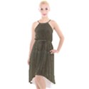 Rustic Green Brown Swirls High-Low Halter Chiffon Dress  View1