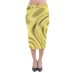 Golden Wave Velvet Midi Pencil Skirt