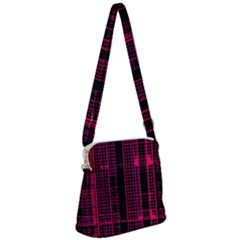 Pink Black Punk Plaid Zipper Messenger Bag