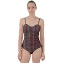 Rust Brown Grunge Plaid Sweetheart Tankini Set View1