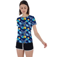 Geometric Hypnotic Shapes Back Circle Cutout Sports Tee