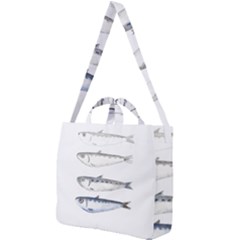 Pencil Fish Sardine Drawing Square Shoulder Tote Bag by HermanTelo