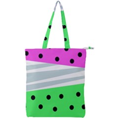 Dots And Lines, Mixed Shapes Pattern, Colorful Abstract Design Double Zip Up Tote Bag