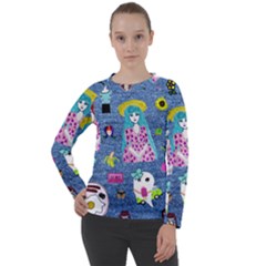 Blue Denim And Drawings Women s Long Sleeve Raglan Tee