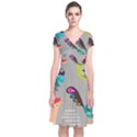 Scandinavian Birds Feather Weather Short Sleeve Front Wrap Dress View1