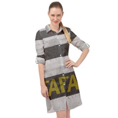 Asphalt Begin Bright Expectation Long Sleeve Mini Shirt Dress by HermanTelo