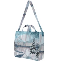 Winter Landscape Low Poly Polygons Square Shoulder Tote Bag by HermanTelo