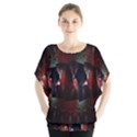 Twist Flower Batwing Chiffon Blouse View1