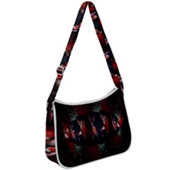 Twist Flower Zip Up Shoulder Bag