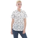 Antique Iron Key Graphic Silhouette Motif Pattern Women s Short Sleeve Pocket Shirt View1