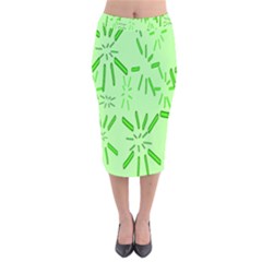 Electric Lime Velvet Midi Pencil Skirt