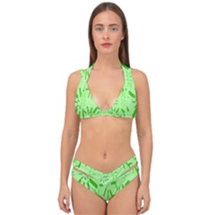 Electric Lime Double Strap Halter Bikini Set