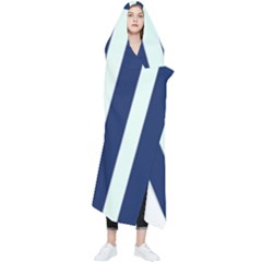 Navy In Vertical Stripes Wearable Blanket