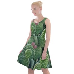 Green Cactus Knee Length Skater Dress by Sparkle