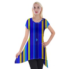 Blueyellow  Short Sleeve Side Drop Tunic