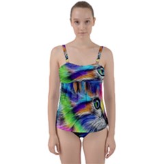 Rainbowcat Twist Front Tankini Set