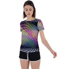 Rainbowwaves Back Circle Cutout Sports Tee