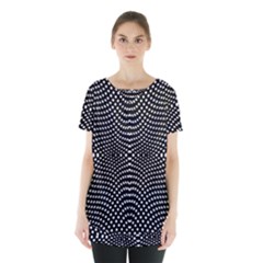 Black And White Geometric Kinetic Pattern Skirt Hem Sports Top
