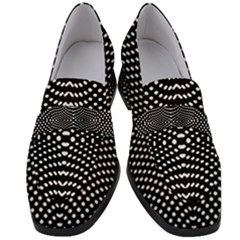 Black And White Geometric Kinetic Pattern Women s Chunky Heel Loafers