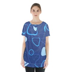 Abstract Blue Pattern Design Skirt Hem Sports Top