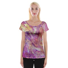 Marbling Abstract Layers Cap Sleeve Top