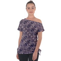 Violet Textured Mosaic Ornate Print Tie-up Tee