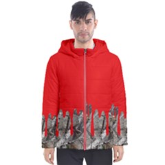 Red Drip Men s Hooded Puffer Jacket