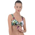 Watercolor monstera leaves Front Tie Bikini Top View1