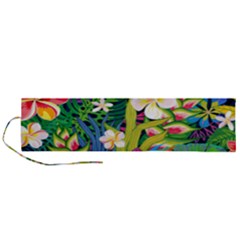 Colorful Floral Pattern Roll Up Canvas Pencil Holder (l) by designsbymallika