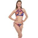 Colourful Print 5 Cross Front Halter Bikini Set View1