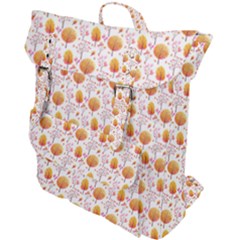 Orange Pink Tree Pattern Buckle Up Backpack