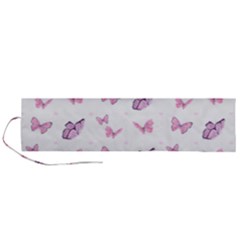 Pink Purple Butterfly Roll Up Canvas Pencil Holder (l) by designsbymallika