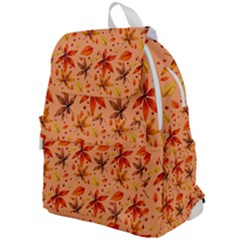 Orange Brown Leaves Top Flap Backpack by designsbymallika