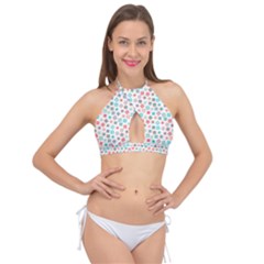 Aqua Coral Cross Front Halter Bikini Top