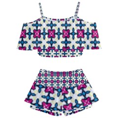 Geometric Kids  Off Shoulder Skirt Bikini