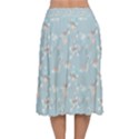 Birds And Flowers Velvet Flared Midi Skirt View2
